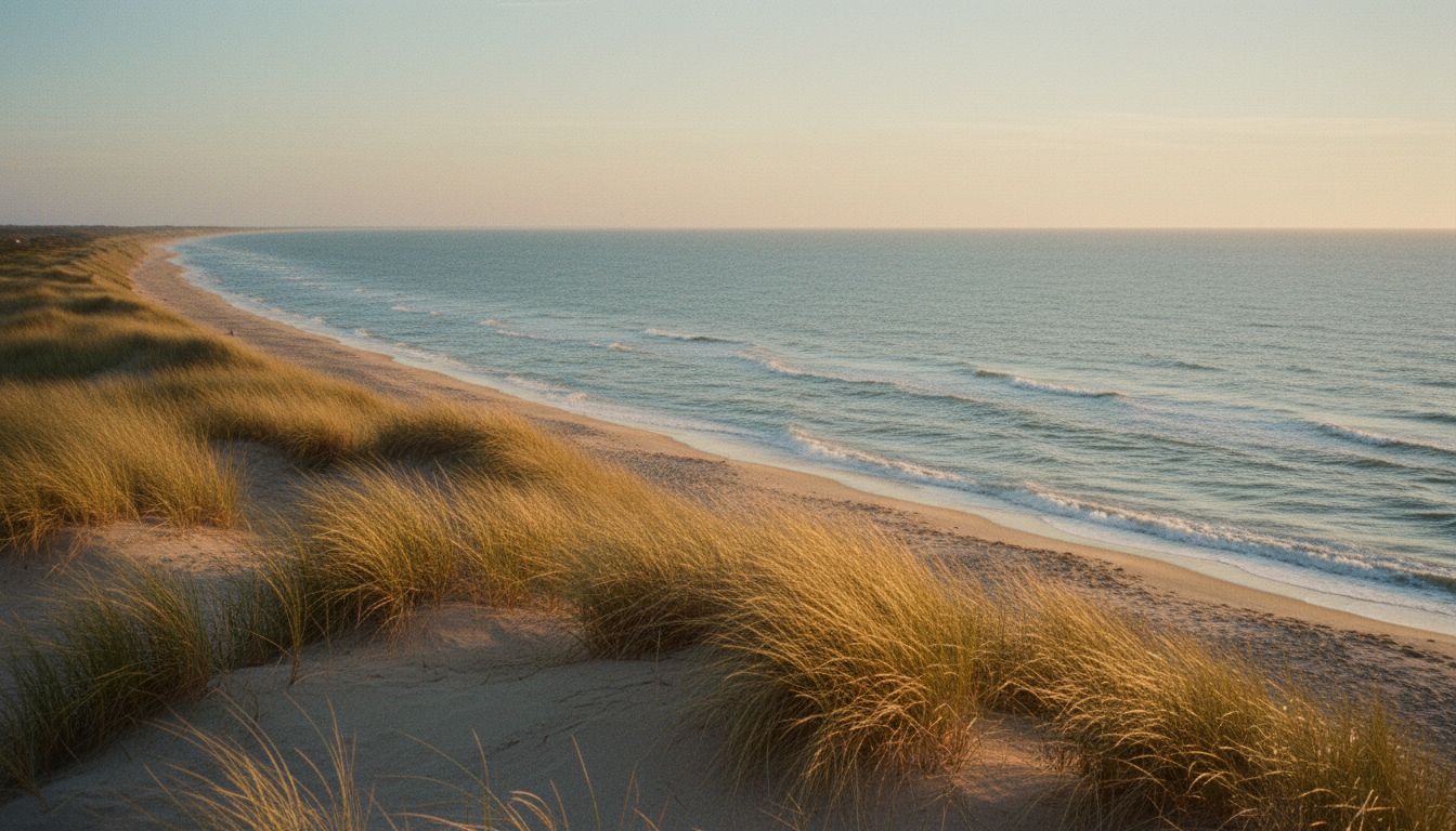 Strand mit Dünen bei Sonnenuntergang in Carolinensiel